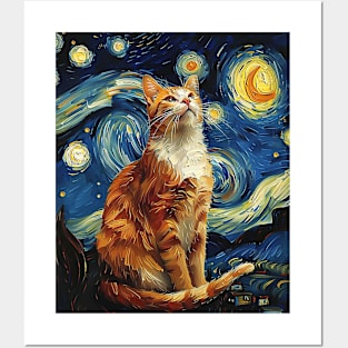Cat Starry Night Nightfall Narratives Posters and Art